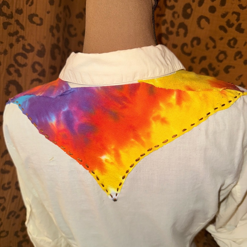 ReWorked James Perse Western Tye Dye Button Front 3/4 Sleeve Sz 3